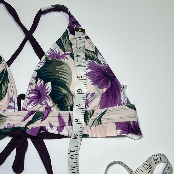 🌻 Purple / Eggplant Floral Tropical Bikini Set sz XL swim beach vacation travel - Picture 8 of 8